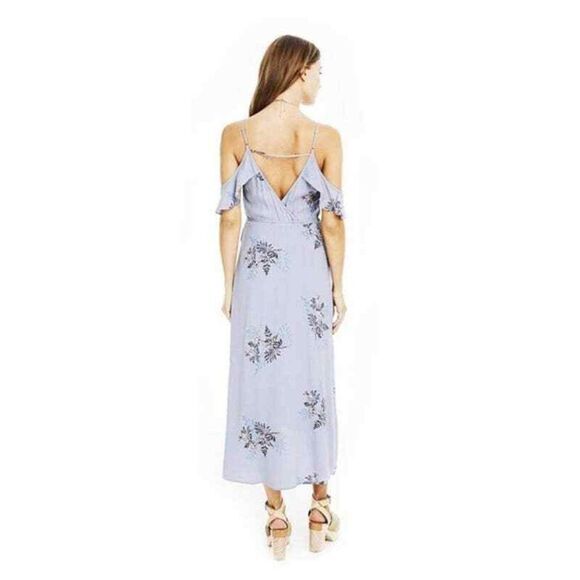 ASTR the label Womens Gwyn Floral Print Cold Shoulder Midi Dress Size Small Blue - Picture 3 of 11